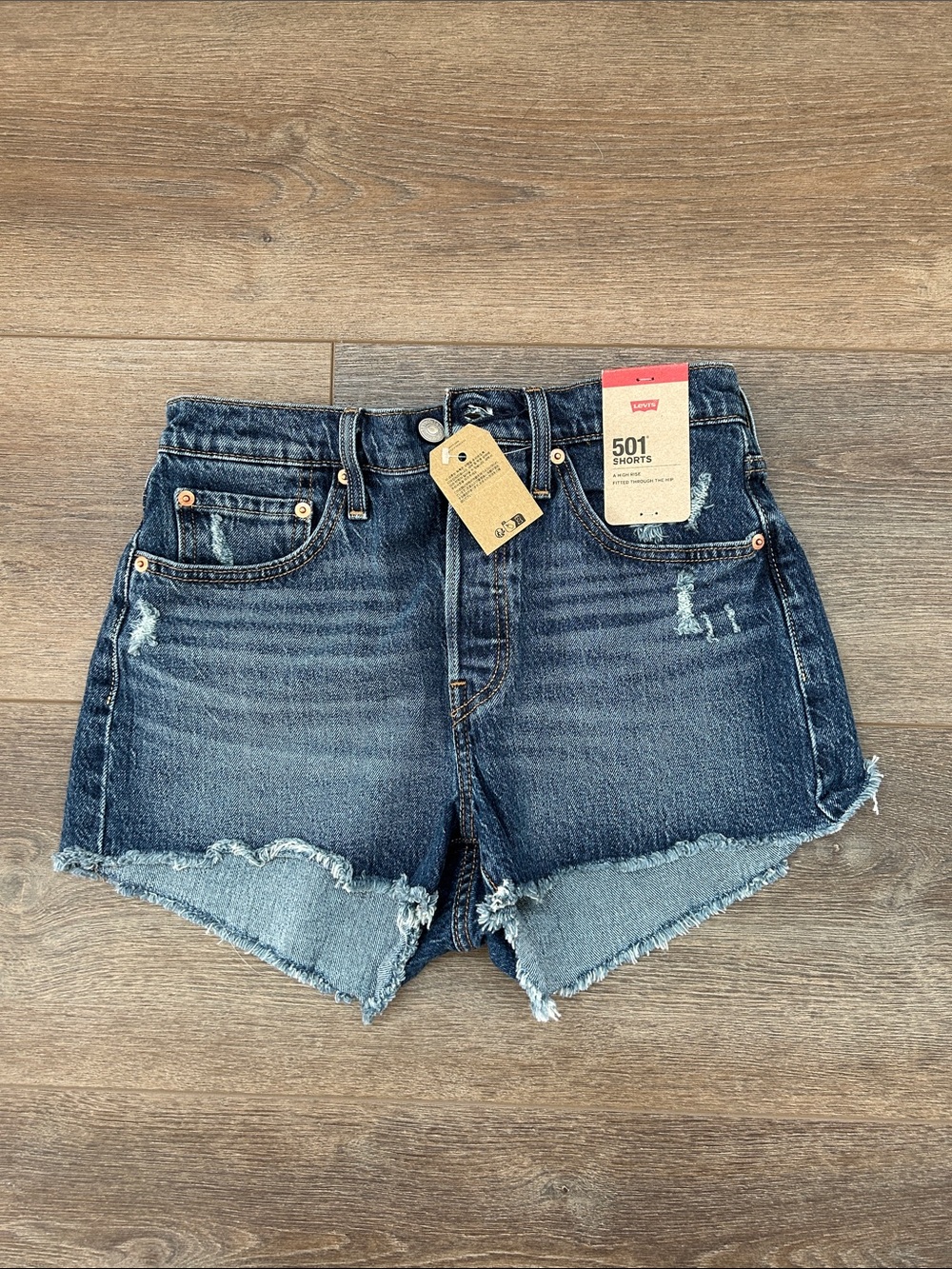 Levi's 501 High-Rise Dark Blue Denim Cutoff Shorts